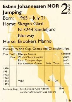 1995 Collect-A-Card Equestrian #116 Esben Johannessen / Brookers Manno Back